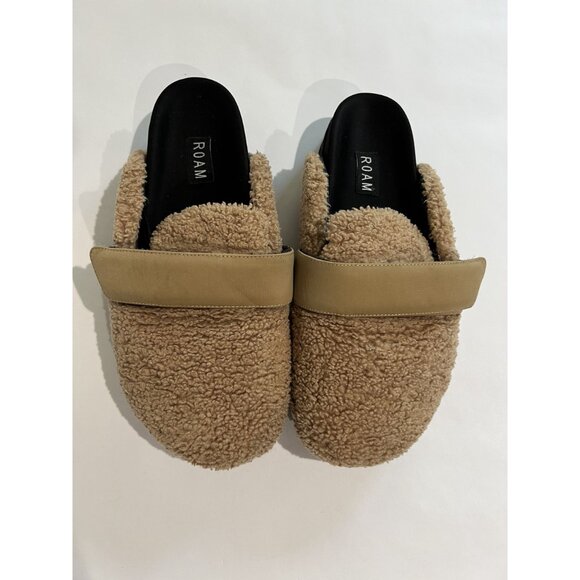 ROAM Fuzzy Loafer Mule in Beige Faux Shearling - Picture 3 of 6